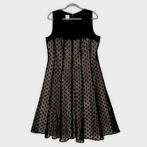 Anne Klein Black Lace Overlay Sleeveless Dress Size 16